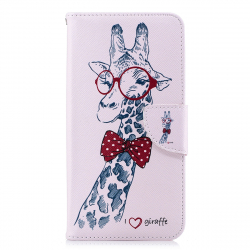 Läderfodral med ställ/kortplats, giraff, iPhone XS Max