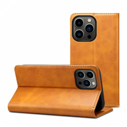 Läderfodral ställ/kortplats till iPhone 15 Pro Max, brun