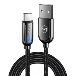 McDodo CA-6191 USB-C kabel med LED, Auto Disconnect, 1.5m, svart