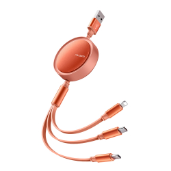 McDodo Upprullad 3-i-1 kabel, USB-C/Lightning/MicroUSB, orange