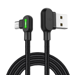 McDodo CA-5771 90° Micro-USB kabel med LED, 1.2m, svart