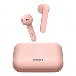STREETZ Trådlösa Semi-In-Ear hörlurar med etui, TWS, rosa