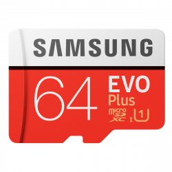 64GB Samsung EVO Plus MicroSDXC med SD-adapter, 100MB/s