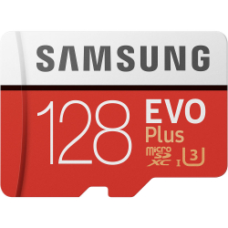 128GB Samsung EVO Plus MicroSDXC med SD-adapter, 100MB/s