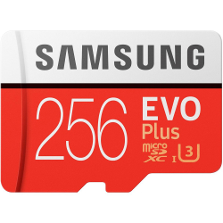 256GB Samsung EVO Plus MicroSDXC med SD-adapter, 100MB/s