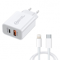 Snabbladdare med USB-C till Lightning kabel, 18W, 2.4A, 1m