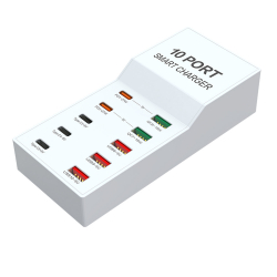 USB + USB-C Laddningsstation med 10 uttag, 72W