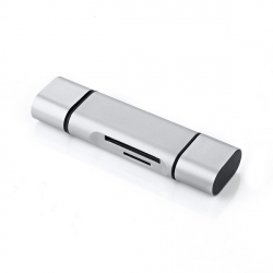 USB kortläsare, USB-C, Micro USB, USB 2.0, Silver