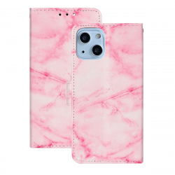 Marmorerat läderfodral, iPhone 13, rosa