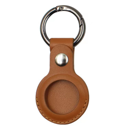 Nyckelringhållare i läder till Apple Airtags, brun